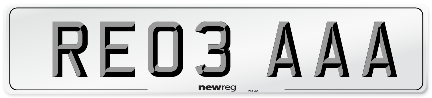 RE03 AAA Number Plate from New Reg